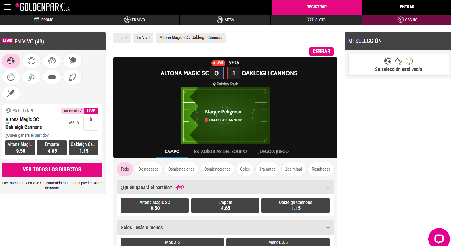 Golden Park Apuestas en directo