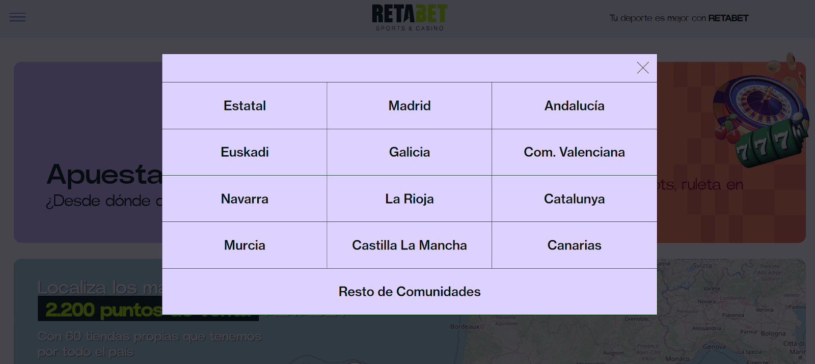 Retabet cobertura regional